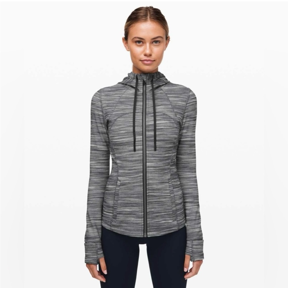 Lululemon Define Hooded Jacket Nulu heathered black and white size 4